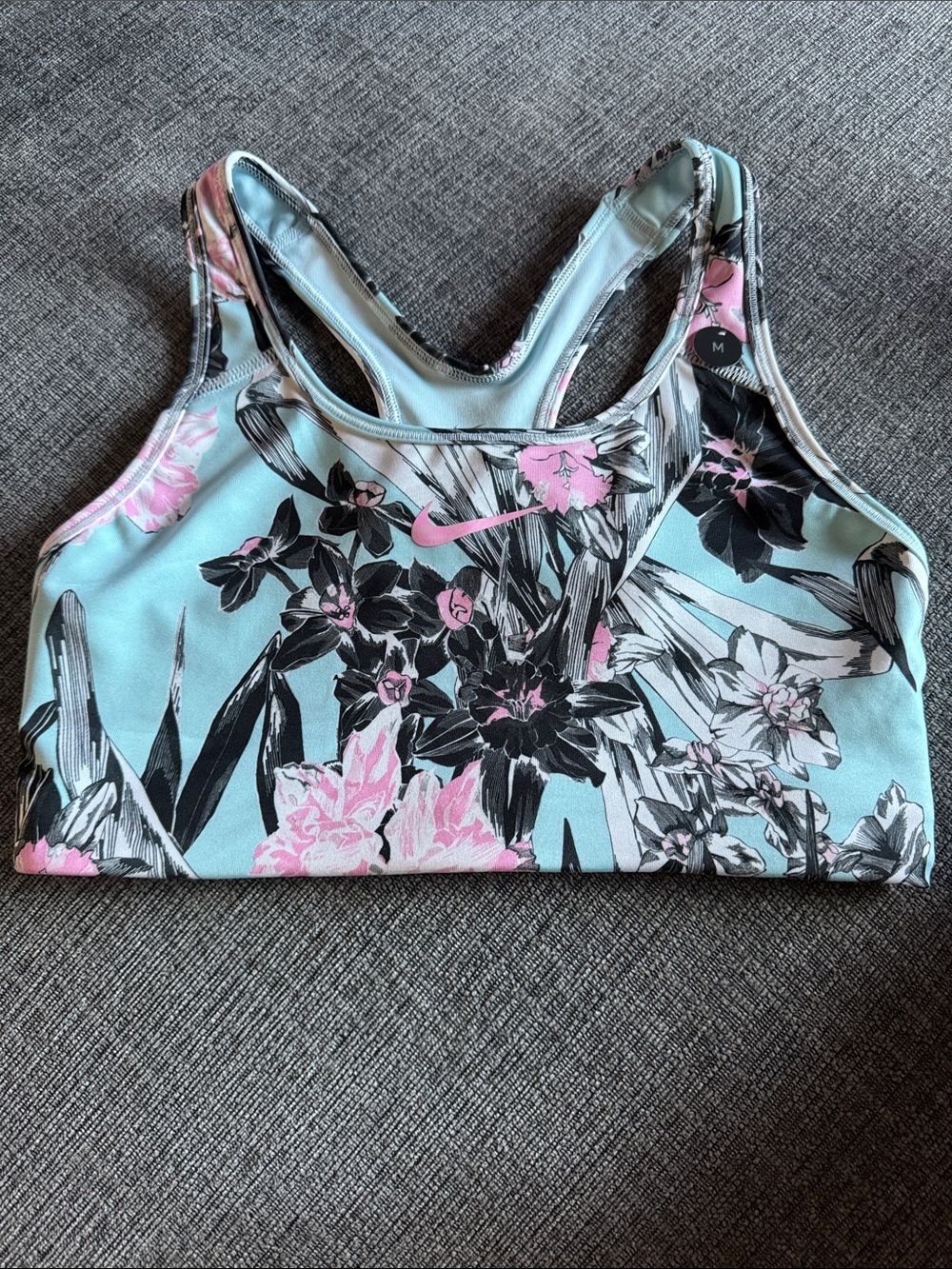 Nike Dri Fit Sports Bra Women M Pro Dri Fit Racerback Floral Gym Yoga SZ Medium